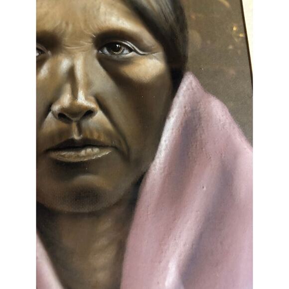 Hyper Realistic Original Art Color Pastel Drawing Indigenous Woman by Ken Fuller - Picture 4 of 9